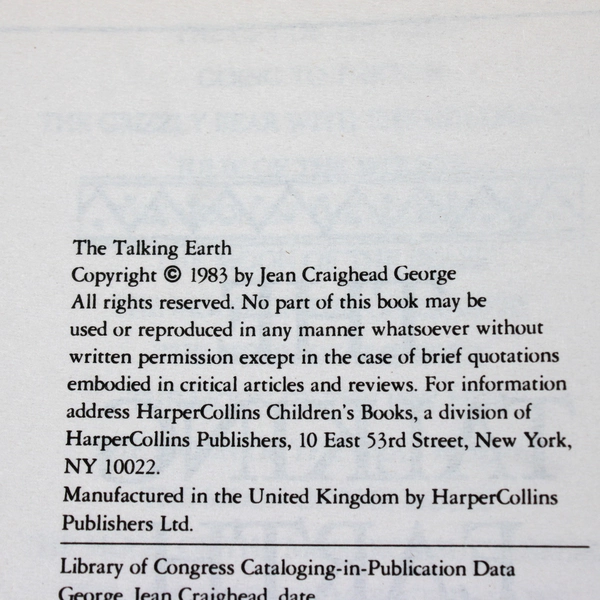 Vintage The Talking Earth by Jean Craighead George 1987 Paperback
