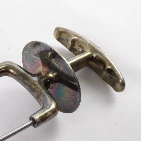 Vintage Chrome Carving Fork Skewer 9" Steel Prongs Turkey Roast