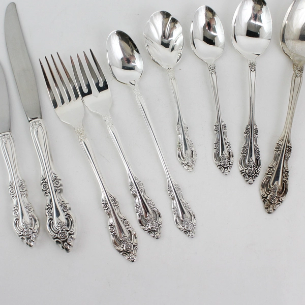 38 Piece Oneida Community BRAHMS Stainless Flatware Silverware Pierced