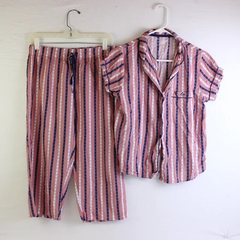 Tommy Hilfiger Women's S/P Red/White/Blue Short Sleeve Pajama Shirt & Pant Set