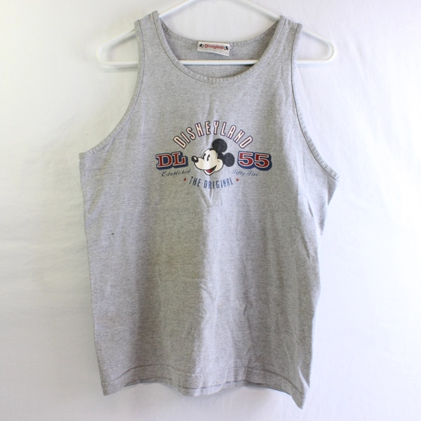 Vintage Disney Unisex M Gray Mickey Mouse DL55' Tank Top 90's