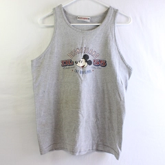 Vintage Disney Unisex M Gray Mickey Mouse DL55' Tank Top 90's
