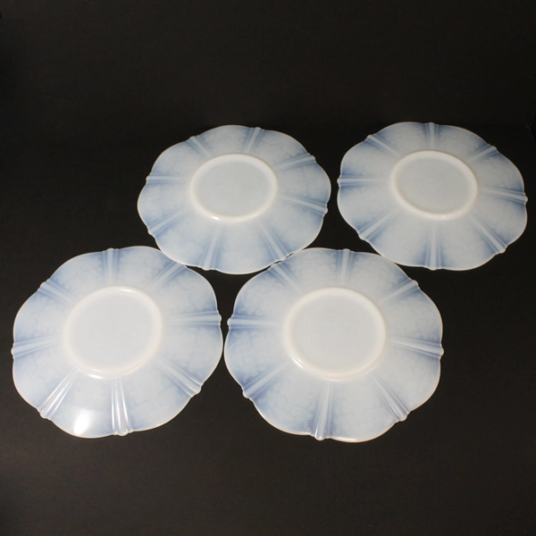 4 MacBeth-Evans 1930's American Sweetheart Monax (White) Glass Dinner Plates 11"