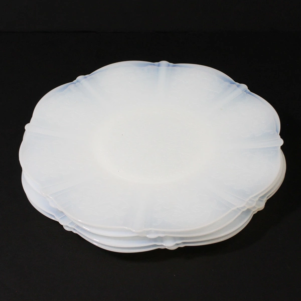 4 MacBeth-Evans 1930's American Sweetheart Monax (White) Glass Dinner Plates 11"