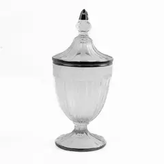 Heisey Glass Apothecary Lidded Jar Cut & Etched Sterling Silver Trim 9.5"