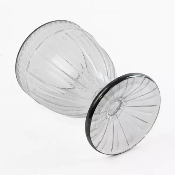 Heisey Glass Apothecary Lidded Jar Cut & Etched Sterling Silver Trim 9.5"