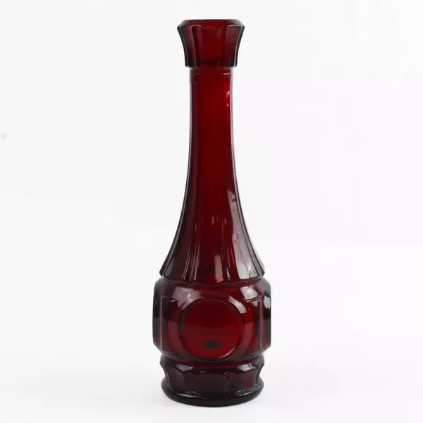 Wheaton Ruby Red Glass Bud Vase 9.25" Bullseye Gothic Vintage Romantic
