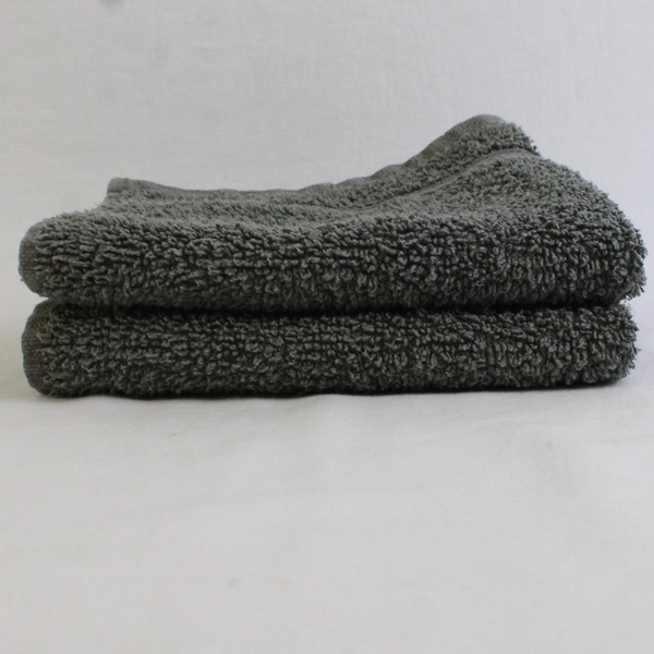 Lot Of 2 Hotel Collection Dark Gray Wash Cloth Towels 100% Cotton 12" x 11.5"