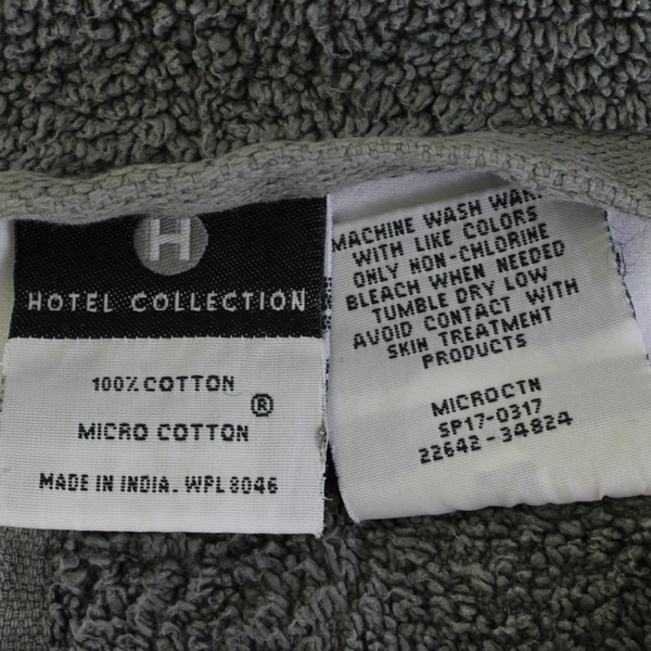 Lot Of 2 Hotel Collection Dark Gray Wash Cloth Towels 100% Cotton 12" x 11.5"
