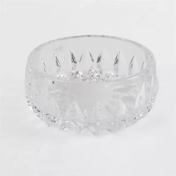 Pressed Lead Crystal Bowl 4.25" Round Vintage Clear Cut Glass Serving Dish