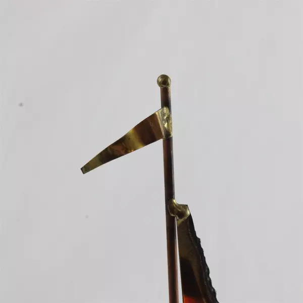 Vintage Brass Sailboat On Stone Base Sculpture Art In Metal Signed 14"