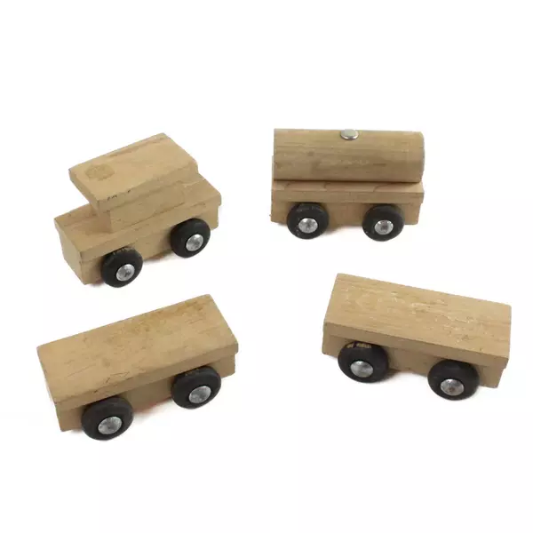 Wooden Train Set with 4 Cars Vintage Wooden Toy Repairable Parts