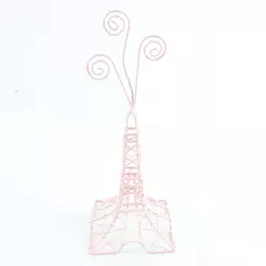 Pink Wire Miniature Tower Sculpture 10" Tall Tabletop Accent 4x4 Base