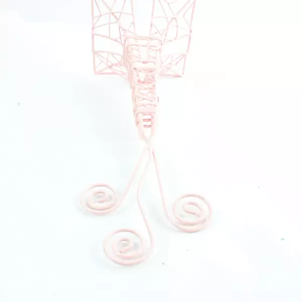 Pink Wire Miniature Tower Sculpture 10" Tall Tabletop Accent 4x4 Base