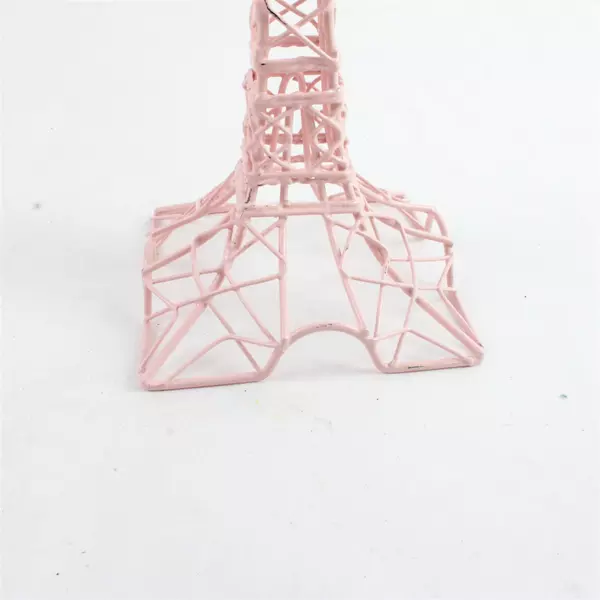 Pink Wire Miniature Tower Sculpture 10" Tall Tabletop Accent 4x4 Base