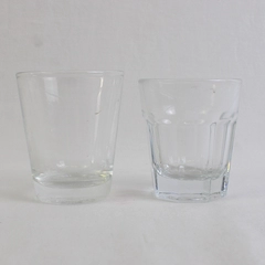 Lot of 2 Clear Glass Faceted Shot Glasses Barware Set