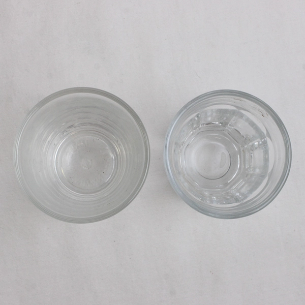 Lot of 2 Clear Glass Faceted Shot Glasses Barware Set