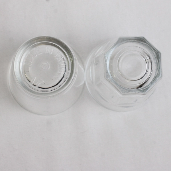 Lot of 2 Clear Glass Faceted Shot Glasses Barware Set