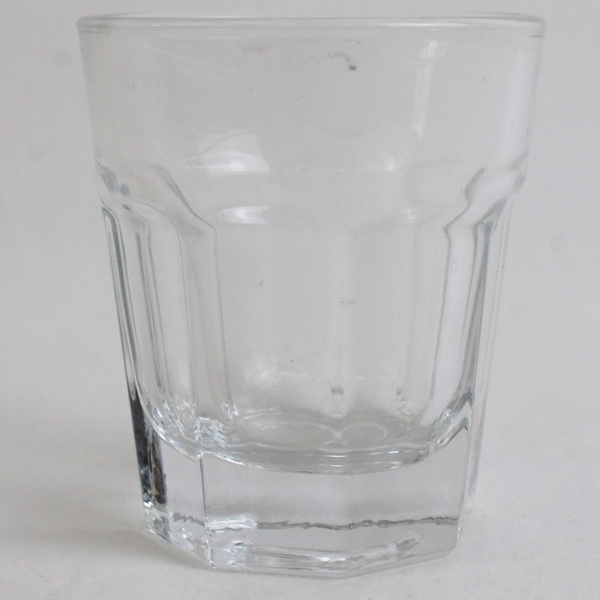 Lot of 2 Clear Glass Faceted Shot Glasses Barware Set