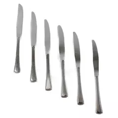 Set of 6 Oneida Needlepoint-Beaded Stainless Modern Hollow Handle Knives 9"