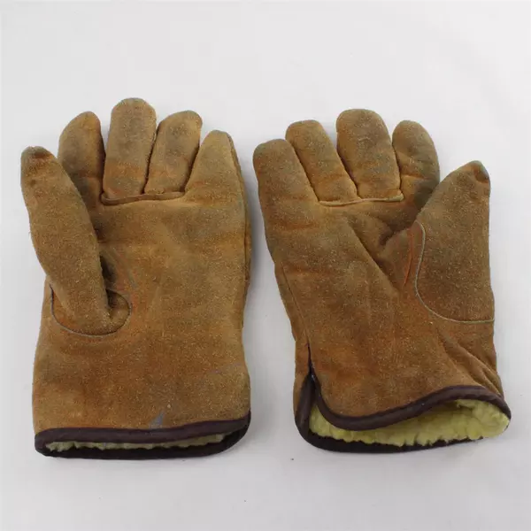 Brown Leather Work Gloves Men's Used Durable Broken-In 10"
