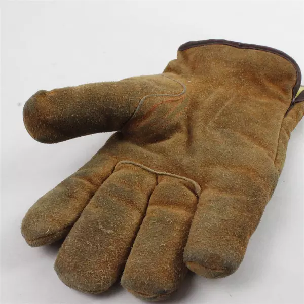 Brown Leather Work Gloves Men's Used Durable Broken-In 10"