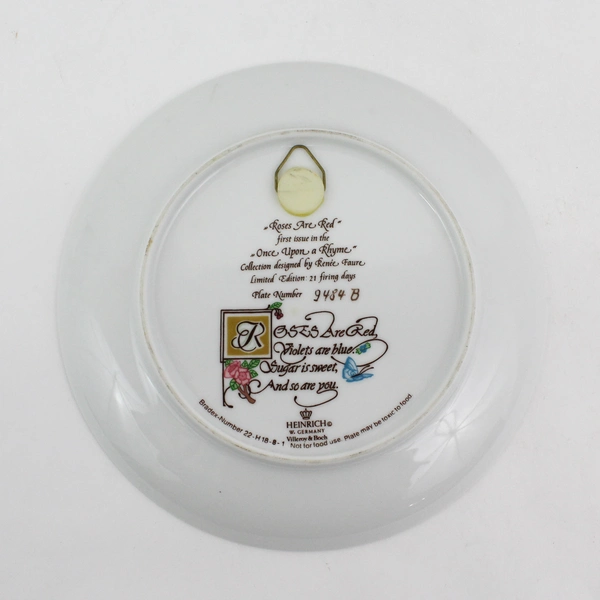 Heinrich Germany “Roses Are Red” Once Upon Rhyme Numbered Plate Villeroy & Boch