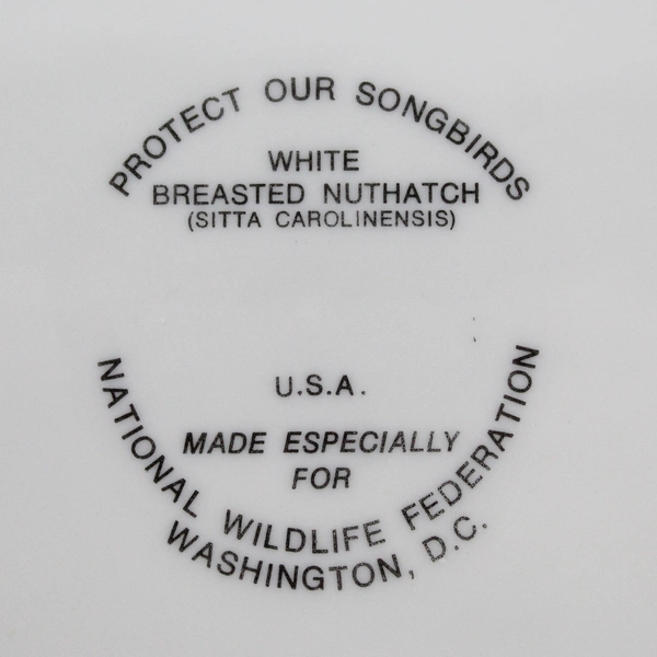 National Wildlife Federation 1986 White Breasted Nuthatch Songbird Plate 
