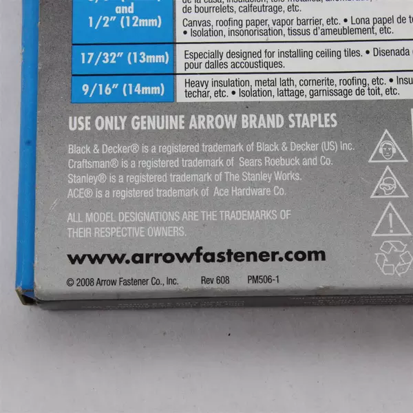 ARROW T50 3/8" Staples 1250 Pack Genuine #506 4479184 