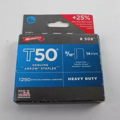 ARROW T50 Genuine Staples 9/16-Inch 1250 Pack #509 New
