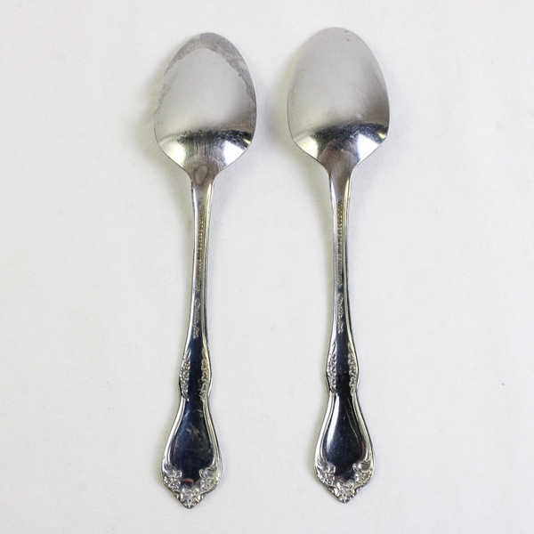 Set of 2 Oneida Mansfield Frosted Stainless Steel Teaspoons