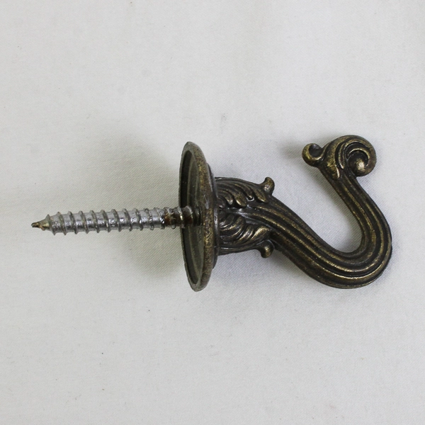 Lot of 3 Vintage Brass Ceiling or Wall Mounted Swag Hooks