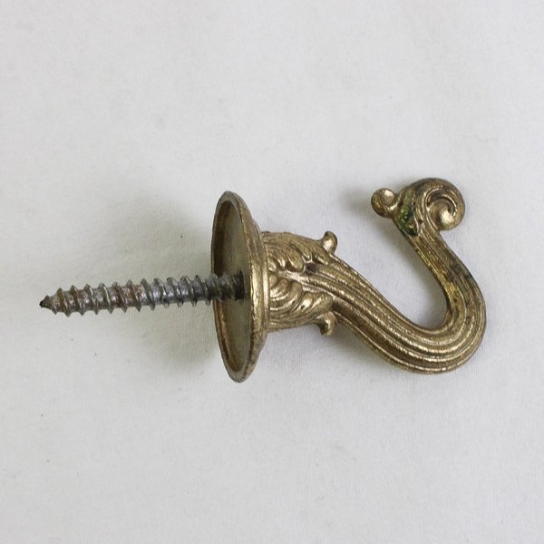 Lot of 3 Vintage Brass Ceiling or Wall Mounted Swag Hooks