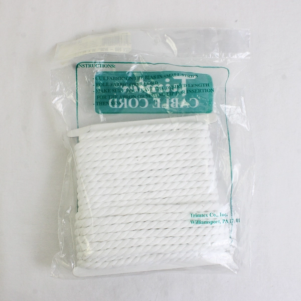 NIP Trimtex Size 200 White Cotton Cable Cord 9/32" W x 10 Yds