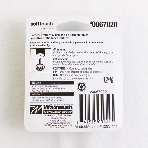NIP 3 Packs of 4 SoftTouch by Waxman Furniture Glides