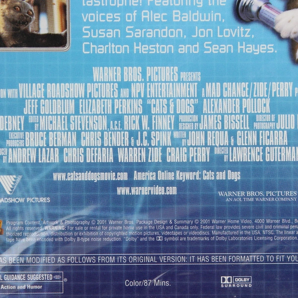 Cats & Dogs Children's VHS Tape, #21253, 2001