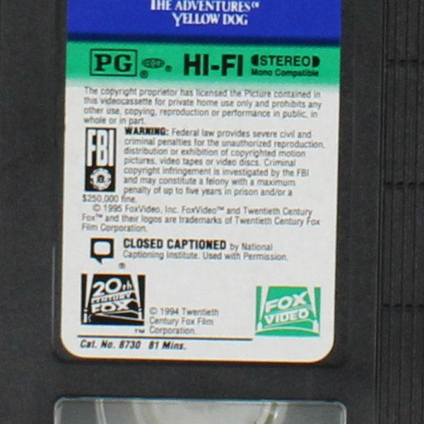 Far from Home The Adventures of Yellow Dog Children's VHS Tape 1995