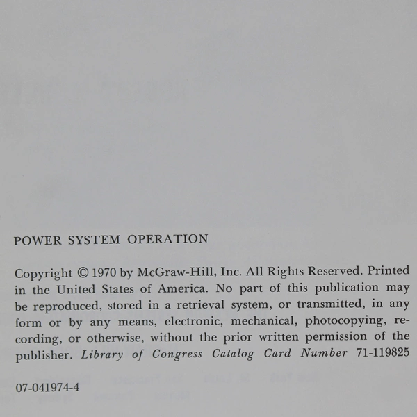 Vintage Book Power System Operation by Robert H Miller 1970 HC DJ 1st Edition