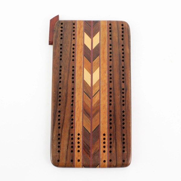 Handcrafted Inlaid Wooden Cribbage Board