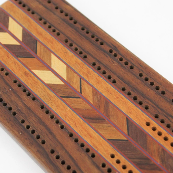 Handcrafted Inlaid Wooden Cribbage Board