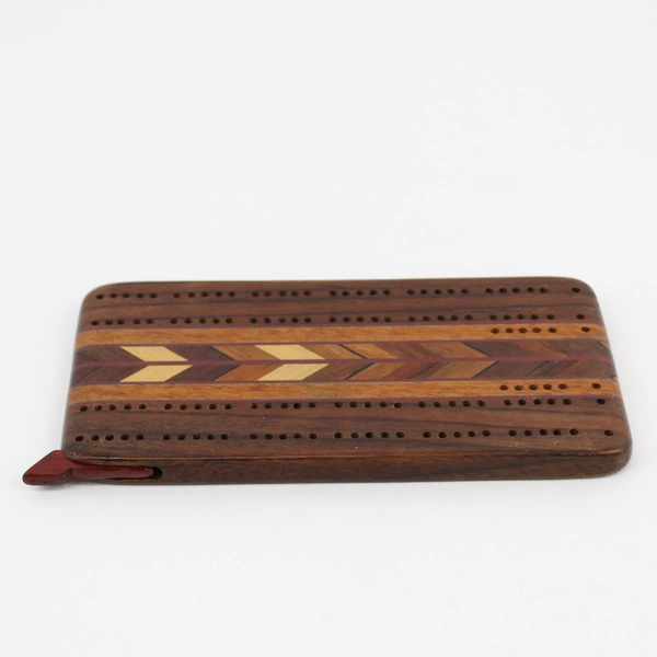 Handcrafted Inlaid Wooden Cribbage Board
