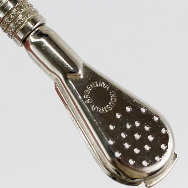 Vtg Argentina Industrial Bombilla Yerba Mate Straw Silver with 18k Gold Tip 7.5”