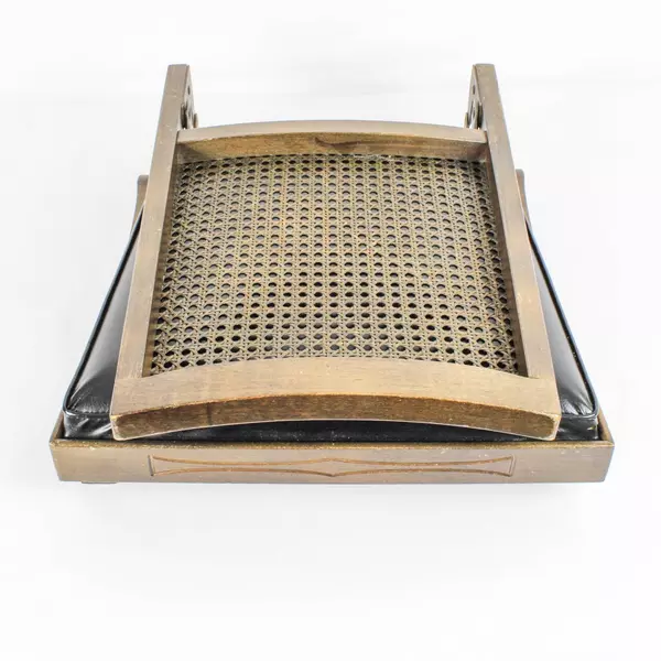 Vintage 1971 Lorraine Leg-O-Matic Mid Century Black Upholstered Chair