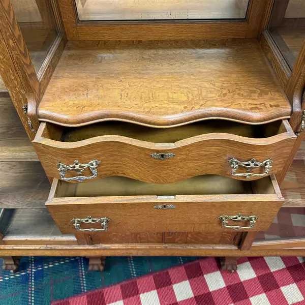 Antique Wooden Side by Side Display Cabinet Buffet Replacement Glass