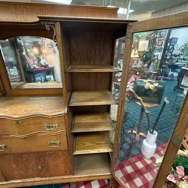 Antique Wooden Side by Side Display Cabinet Buffet Replacement Glass