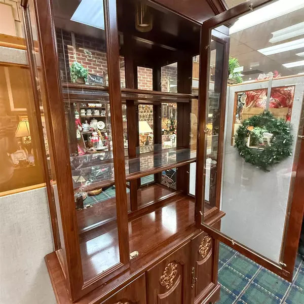 Vintage Dark Wood Two-Piece Federal Style China Display Cabinet