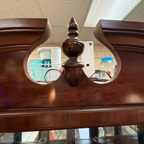 Vintage Dark Wood Two-Piece Federal Style China Display Cabinet