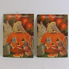 Set of 2 VTG 1998 Marian Heath Woodland Animals Halloween Greeting Cards