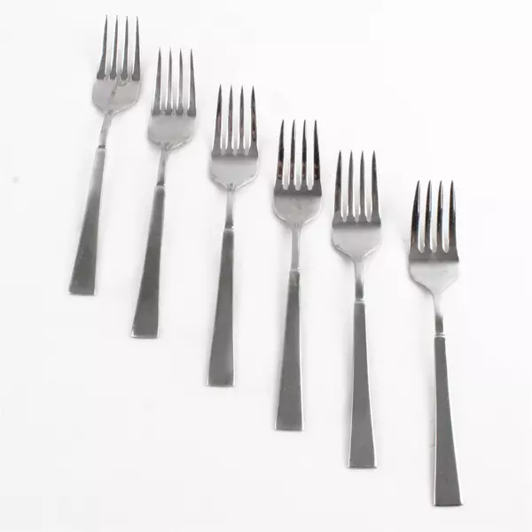 6 Oneida Silver Purity Salad Forks 7 Inches 18/0 Stainless