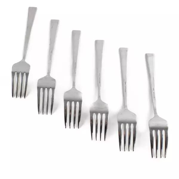 6 Oneida Silver Purity Salad Forks 7 Inches 18/0 Stainless